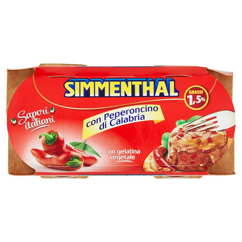 Simmenthal Fleisch, Geflügel & Wild Simmenthal con Peperoncino Fertiggericht aus Rindfleisch in Gemüsegelee Dosenfleisch mit Chili (2 x 135g) 8004030921115