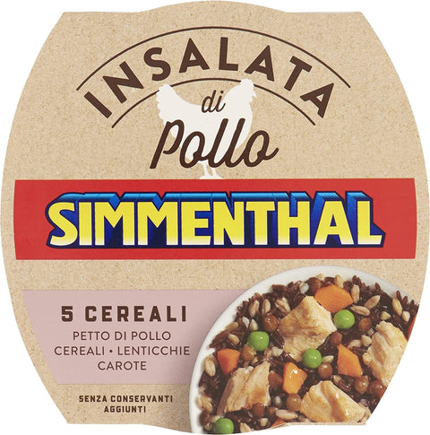 Simmenthal Insalata Di Pollo 5 Cereali Hühnersalat 5 Müsli Hühnerbrust mit Müsli, Linsen und Karotten Frei von 6x160g Original italienisch Feinkost