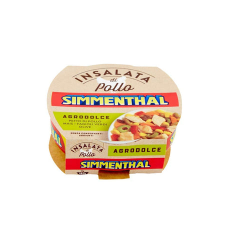 Simmenthal Insalata Di Pollo Agrodolce Süß saurer Hühnersalat Hühnerbrust mit Mais grünen Bohnen und Oliven Frei von 160g italienisch Original
