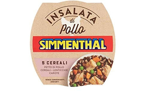Simmenthal Insalata Di Pollo 5 Cereali Hühnersalat 5 Müsli Hühnerbrust mit Müsli, Linsen und Karotten Frei von 3x160g Original italienisch
