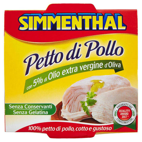Simmenthal Petto di Pollo con Olio extra vergine di oliva Hähnchenbrust mit Nativem Olivenöl Gr.133 1 Stk Original italienisch Feinkost