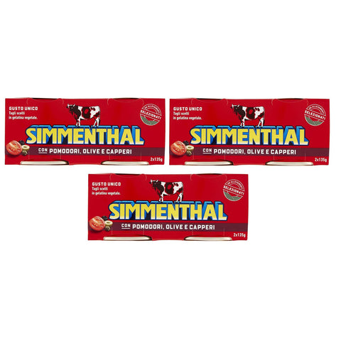 Simmenthal con Pomodori Olive e Capperi Fertiggericht aus Rindfleisch in Gemüsegelee Dosenfleisch mit Tomaten Oliven und Kapern ( ) 2x135 g 3x italienisch