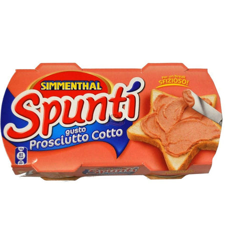 Simmenthal Spuntì al Prosciutto Cotto streichfähiges Produkt mit gekochtem Schinken Snack 2x84g Original italienisch Zutat