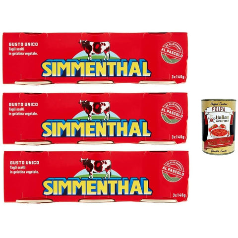 Simmenthal carne in scatola Rindfleisch in Aspik ( ) 100% Italienisch Fleisch Aspikfleisch 3x140 g 3x italienisch Original Pastasauce + kostenlos polpa 400 g