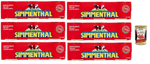 Simmenthal Rind SIMMENTHAL carne in scatola, Rindfleisch in Aspik 6x (3x 140g) 100% Italienisch Fleisch Aspikfleisch + Italian Gourmet polpa 400g 8001070000053