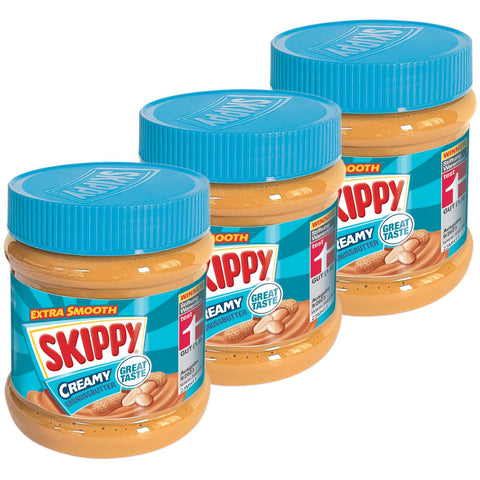SKIPPY Erdnuss SKIPPY 3x 340g Erdnussbutter "Creamy" | Peanutbutter Ohne Palmöl | Extra Smooth und aus 91% Erdnüssen | ohne Stückchen | Leckere Erdnussbutter mit vollem und cremigen Geschmack 5707196315172