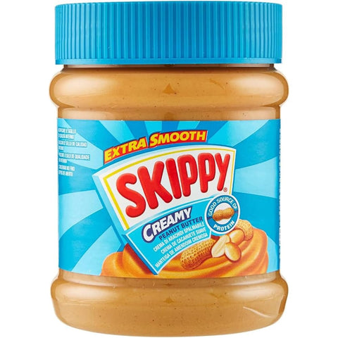 SKIPPY Erdnuss SKIPPY Erdnussbutter "Creamy" Peanutbutter Ohne Palmöl Extra Smooth und aus 91% Erdnüssen ohne Stückchen Leckere 12x 340g italienisch Original 5707196315172