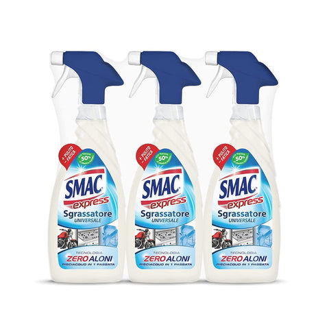 Smac Express Universal Fettlöser, Spray, für verschiedene Oberflächen, mit fettlösender Wirkung, streifenfrei, 650 ml, 3 Stück italienisch Original