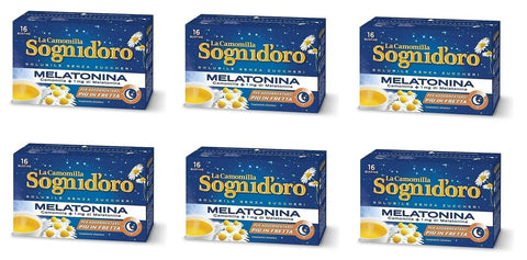Sogni d'Oro Kamille 6x Star Sogni d'Oro La Camomilla Solubile con Melatonina Lösliche Kamille mit Melatonin 16 Beutel 8000050026076