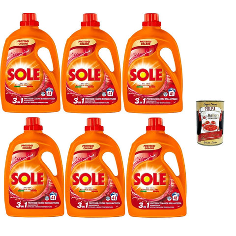 Sole Color- & Feinwäsche Sole Proteggi Colore Flüssigwaschmittel für die Waschmaschine. Schützt die Farbe und entfernt Flecken bei niedrigen 6x 1845ml italienisch Original 0