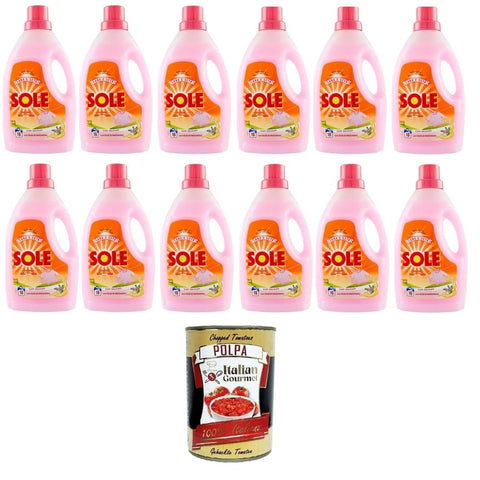 Sole Klassisches Color- & Feinwäsche Sole Klassisches Waschmaschinenwaschmittel für empfindliche Kleidung mit Patchouliöl 12x 1lt inkl. Italian Gourmet Polpa di Pomodoro 400g Original italienisch 8032804040014