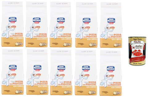 Spadoni Molino Gran Mugnaio Pizza Coi Fiocchi mit Kartoffelflocken, Pizzamischung mit allen Zutaten für eine tiefe und weiche Pizza 10x 1000 gr italienisch Original