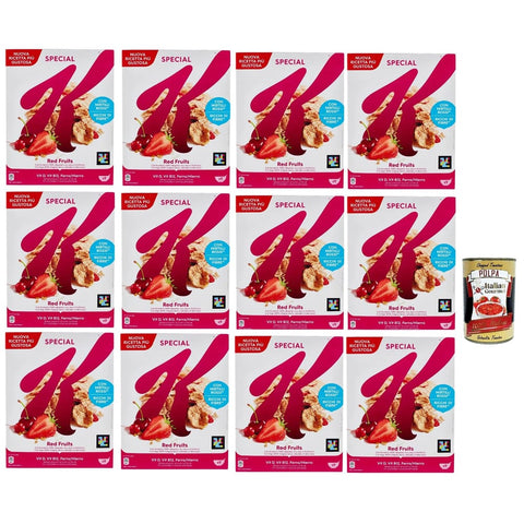 Special K Red Kaltes Müsli Special K Red Fruits Cereals Roten Früchten Reisflocken Vollkorn Weizen und Gerste mit Vitaminen und Mineralstoffen mit roten Früchten 12x 290g Getreideflocken Original italienisch inkl. Italian Gourmet Polpa 400g 8032804040014