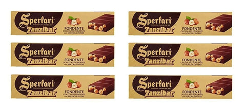 Sperlari Kategorien 6x Sperlari Zanzibar Fondente Torrone al Cioccolato Fondente con Nocciole Intere Dunkler Schokoladen Nougat mit ganzen Haselnüssen Italienische Tradition 150g 8013399165986