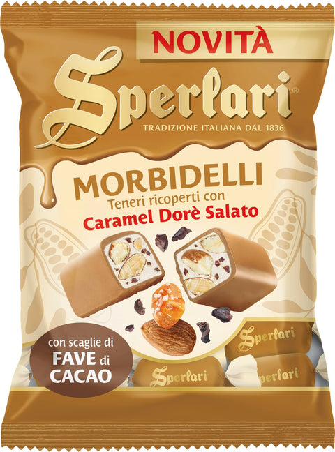 Sperlari Nougat Sperlari - Morbidelli weiche Mini-Nougats mit Salzkaramell-Dorè-Überzug 117g 8013399161469