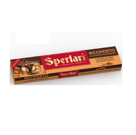 Sperlari Praline 3x Sperlari Torrone Tenero al cioccolato fondente con scorze d'arancia Zarter dunkler Schokoladennougat mit Orangenschale 200g