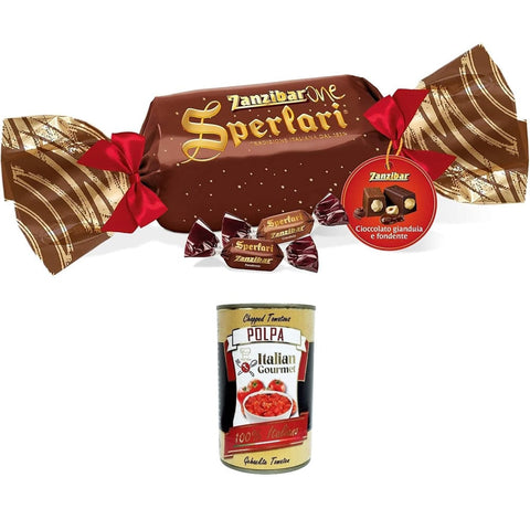 Sperlari Schokolade Sperlari Zanzibarone Confezione regalo Geschenkbox Verschiedene Nougats mit Gianduia und dunkler Schokolade, Schokolade,350gr Original italienisch inkl. Italian Gourmet Polpa 400g 8032804040014