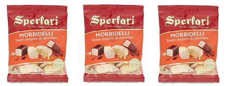 Sperlari Schokonüsse 3x Sperlari Morbidelli Teneri ricoperti di cioccolato 32% Mandeln Schokolade bedeckt 130g 8004190351975