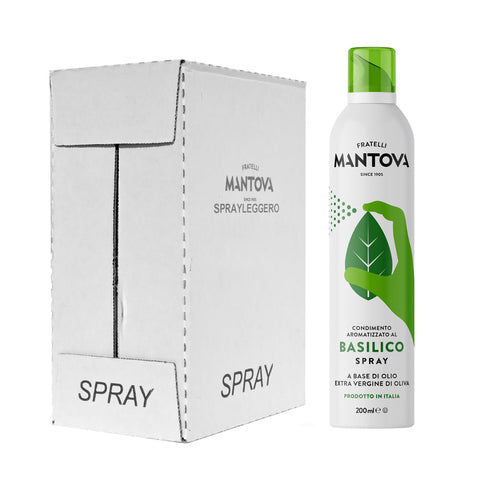 SPRAYLEGGERO Natives Olivenöl Extra Aromatisiert mit Basilikum - durch die Praktische Sprühflasche Können Sie bis zu 90% des Öls Einsparen 6x200 ml Original italienisch