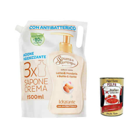 Spuma di Sciampagna Flüssigseife, Ecoricarica Karité Butter Mandel Benessere Idratante Liquid Soap 3x1500ml Original italienisch Pflege