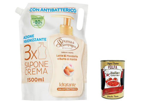 Spuma di Sciampagna Flüssigseife, Ecoricarica Karité Butter Mandel Benessere Idratante Liquid Soap 3x1500ml Original italienisch Pflege
