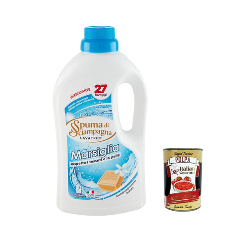 Spuma di Sciampagna Detersivo Lavatrice Marsiglia,Desinfizierendes Flüssigwaschmittel, 27 Wäschen, 1215 ml italienisch Original