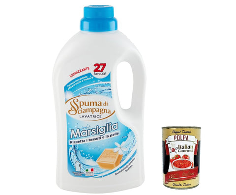 Spuma di Sciampagna Detersivo Lavatrice Marsiglia,Desinfizierendes Flüssigwaschmittel, 27 Wäschen, 1215 ml italienisch Original