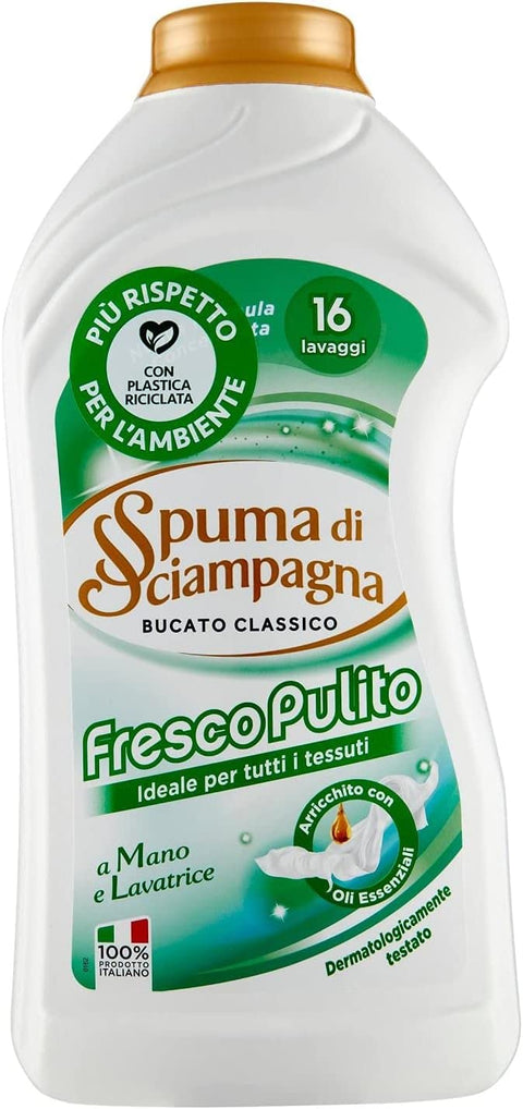 Spuma di Sciampagna Fresco Pulito für Waschmittel für frische Flüssigkeit 16 Waschen - 1000 ml 6x italienisch Original