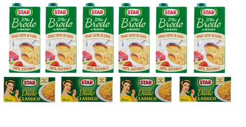 Star brodo Manzo Brühe Flüssigkeit Rindfleisch an Geschmack Fertiggerichte 4x Star classico dado brodo Suppenwürfel Brühe 6x 1Lt italienisch Original