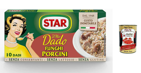 Star Brühe & Fond 12x Star dado funghi porcini brodo Steinpilze Suppenwürfel Brühe 10 pz + Italian gourmet polpa 400g 8000050008904