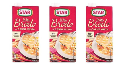 Star brodo Carne mista Brühe Flüssigkeit gemischtes Fleisch Fertiggerichte 3x 1Lt italienisch Original