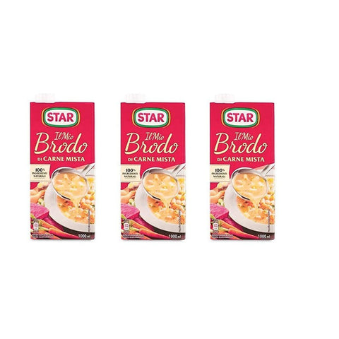 Star brodo Carne mista Brühe Flüssigkeit gemischtes Fleisch Fertiggerichte 3x 1Lt italienisch Original