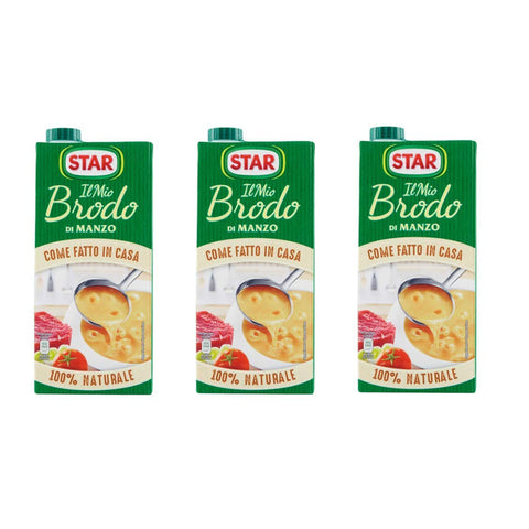 Star brodo Manzo Brühe Flüssigkeit Rindfleisch an Geschmack Fertiggerichte 3x 1Lt italienisch Original