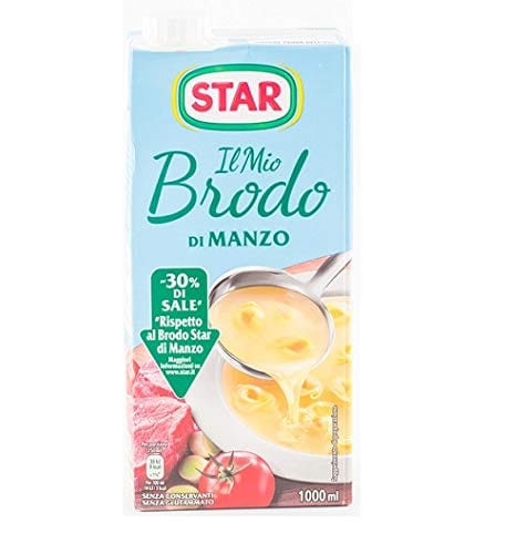 Star brodo Manzo Brühe Flüssigkeit Rindfleisch Fertiggerichte 30% Salz 1Lt italienisch Original