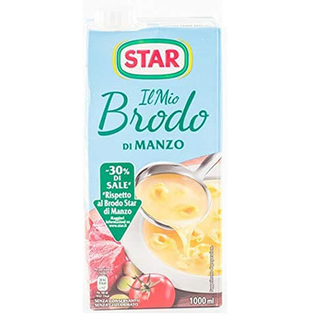 Star brodo Manzo Brühe Flüssigkeit Rindfleisch Fertiggerichte 30% Salz 1Lt italienisch Original