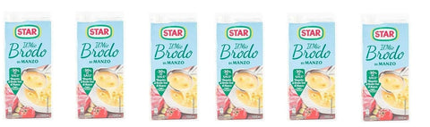 Star Brühe Star Brodo Manzo Broth Flüssiges Rind Fertiggerichten, 1 l, 30 % Salz, 6 Stück 8000050020760