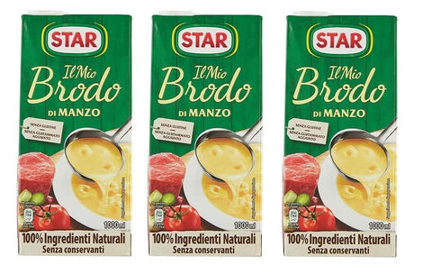 Star Brodo Manzo Broth Flüssiges Rindfleisch 1 l + 3 Stück italienisch Original