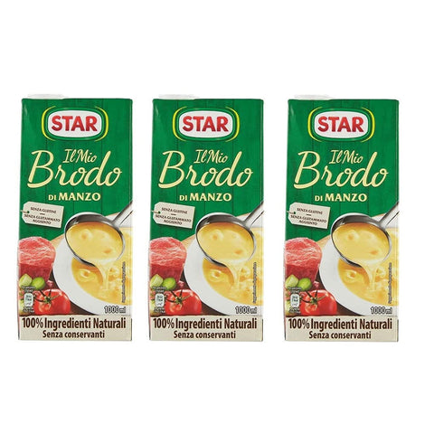 Star Brodo Manzo Broth Flüssiges Rindfleisch 1 l + 3 Stück italienisch Original