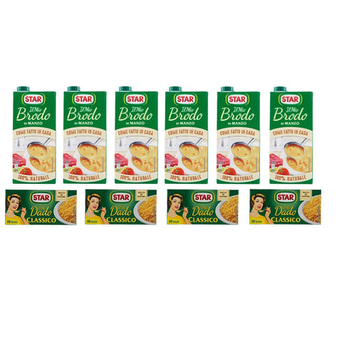 Star Brühe Star brodo Manzo Brühe Flüssigkeit Rindfleisch an Geschmack Fertiggerichte 4x Star classico dado brodo Suppenwürfel Brühe 6x 1Lt italienisch Original 8000050005002