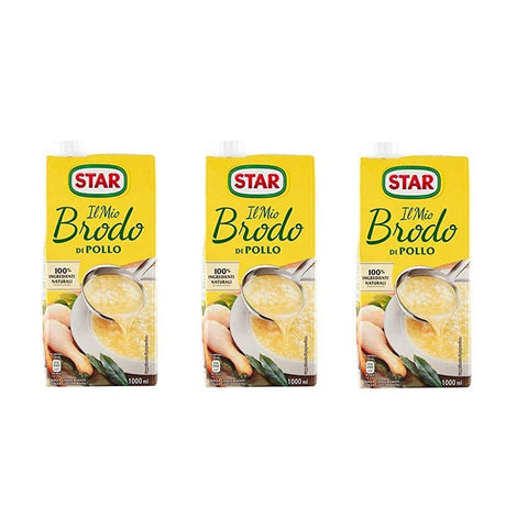 Star Brodo Pollo Broth flüssige Hühnerbrühe 1 l + 3 Stück italienisch Original