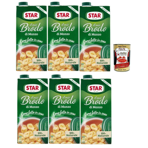 Star Brühe Star Il Mio Brodo Manzo Bereit -hergestellte flüssige Brühe 100% natürlich ohne Konservierungsstoffe Gluten -freie und hinzugefügte glutamatfreie 6x1 L 8000050027813