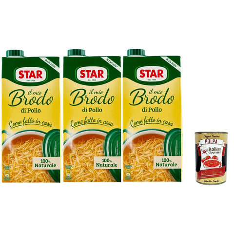 Star Il Mio Brodo Pollo Bereit hergestellte flüssige Brühe 100% natürlich ohne Konservierungsstoffe Gluten freie und 3x 1L italienisch Original