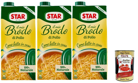 Star Il Mio Brodo Pollo Bereit hergestellte flüssige Brühe 100% natürlich ohne Konservierungsstoffe Gluten freie und 3x 1L italienisch Original