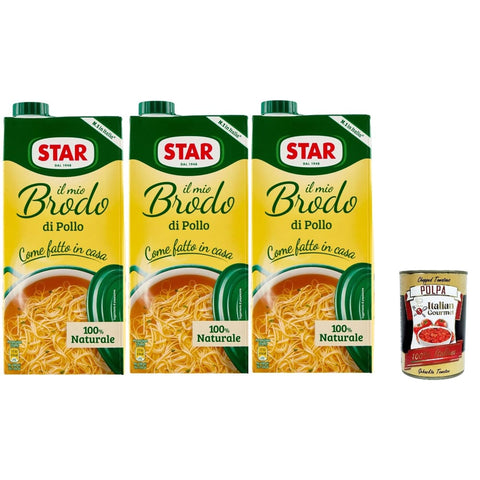 Star Brühe Star Il Mio Brodo Pollo Bereit hergestellte flüssige Brühe 100% natürlich ohne Konservierungsstoffe Gluten freie und 3x 1L italienisch Original 8000050027844