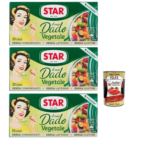 Star il Mio Dado Vegetale Mit 9 Gemüse 20 Würfel ohne Konservierungsstoffe laktose -freier und glutenfrei. Ausgezeichneter Geschmack 3x200 g italienisch