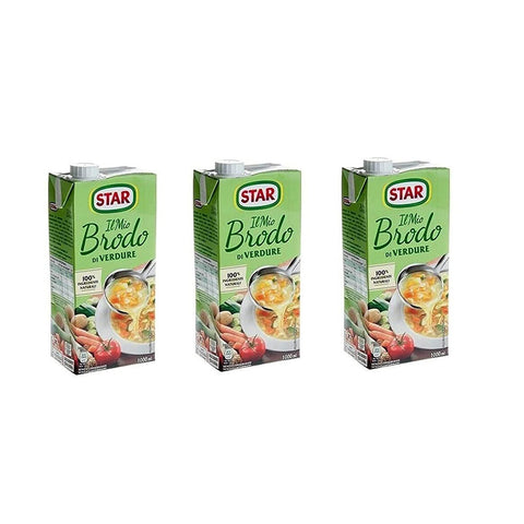 Star Brodo Vegetarische Brühe flüssig reich an Geschmack fertige Mahlzeiten 3x 1 l italienisch Original