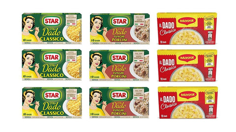 Star Gemüsebrühe Testpaket Brühe Dado Suppenwürfel Star Classico (3 x 10pz) + Star Funghi Porcini (3 x 10pz) + Maggi Classico (3 x 10pz) 8000050009307