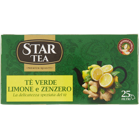 Star The Limone tè tea green box Tee 25 beutel 42, Ingwer und Zitronentee 3x 5g Original italienisch