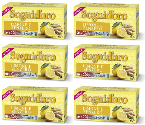 Star Kräutertee 6x Star Sognid'oro Infusi alla Frutta Limone e Zenzero Fruchtaufgüsse Geschmack Zitrone und Ingwer Packung mit 20 Filtern 8000050025963