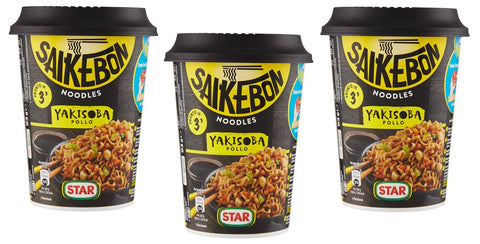 Star Saikebon Noodles Yakisoba Pollo Japanisches Gericht Bestehend aus Nudeln, Huhn und Gemüse 3x93g Original italienisch Pasta